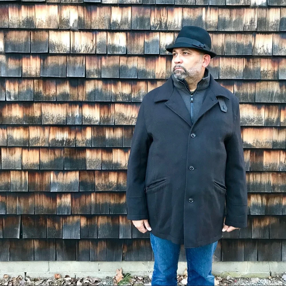 Daniel Hechter Paris Black & Gray Car Coat Winter Jacket Classic Designer